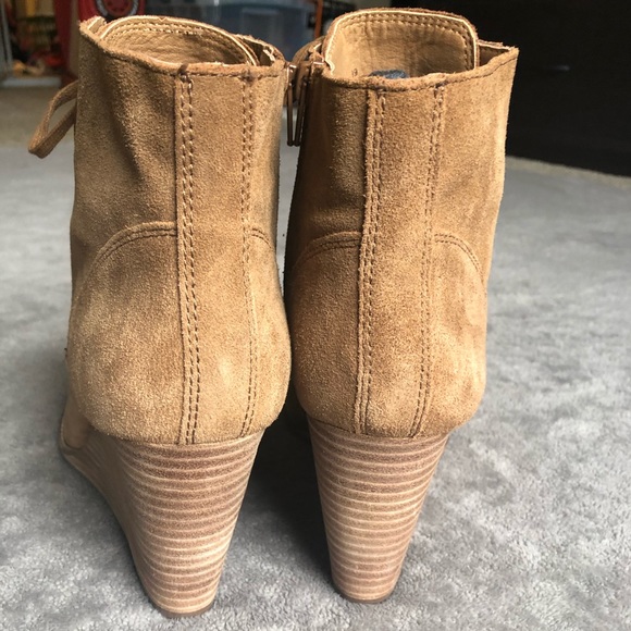 Lucky Brand Yoanna Lace up Wedge Suede Booties - Picture 4 of 4